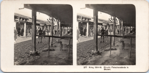 War 1914/18, Albania, butcher stands, vintage print, ca.1916, stereo tira - Picture 1 of 2