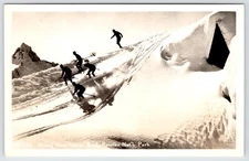 Postcard RPPC, Skiing From Lodge Roof, Rainier Nat. Park Washington Unposted