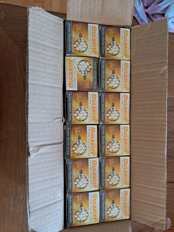 Bulbrite Pack of (12) 40 Watt Amber Marble Globe Finish G16 Candelabra - Image 2 of 4