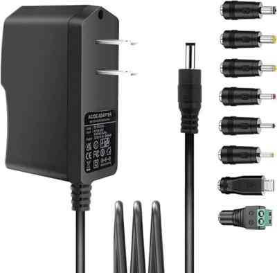 Universal 5V 1A 2A ac Adapter Power Supply Cord with 8 DC Plug Tips AC to DC5...