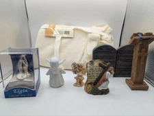 Vintage Lot Religious Items Rosary Book Elgin Angel  + Throw - ON13