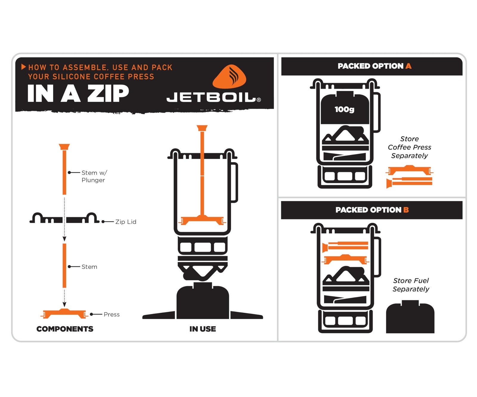 Jetboil Silicone French Press Coffee Maker for Camping Outdoor Brewing