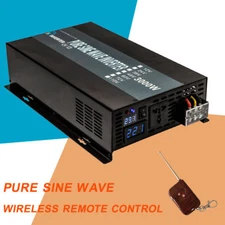 Pure Sine Wave Power Inverter 3000W 12/24V DC to 110/120V AC with Remote Control