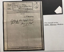 1943 Dublin Ireland First Airgraph Service Leafleat To Que Force Police Rhodesia