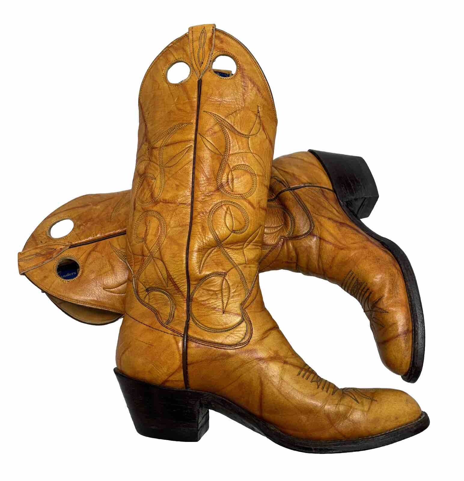 Vintage SANDERS Cowboy Boots Marbled Leather Mens 8.5 D Western