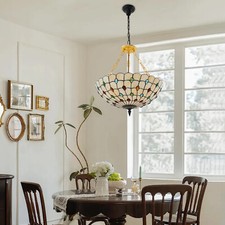 Tiffany Style Hanging Pendant Lamp Stained Glass Ceiling Light Pendant Fixture