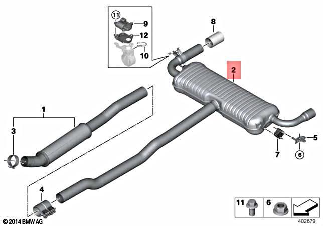 Genuine BMW F46 220i Gran Tourer Wagon Rear Silencer 18308627268 