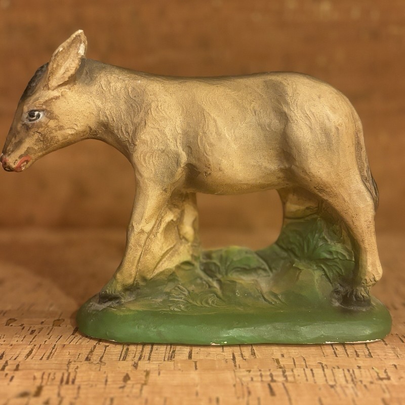 Vintage Donkey Chalkware Christmas Nativity Italy  5 Inches