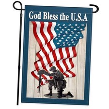 Memorial Day Garden Flag 12x18 Inch Double Sided God Bless America 4th of July