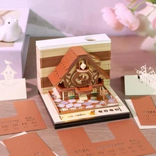 Cuckoo Clock 3D Notepad Unique Paper Model Novelty Ornaments- Desk O7A6