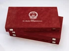 China Coin Collection Box Red Velour “The Official Silver Commemorative Coins” 24 M - MGM