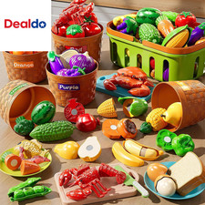 Play Food Set for Kids, Toddler Learning Toys, Cutting Food Toy Color Sorting Se