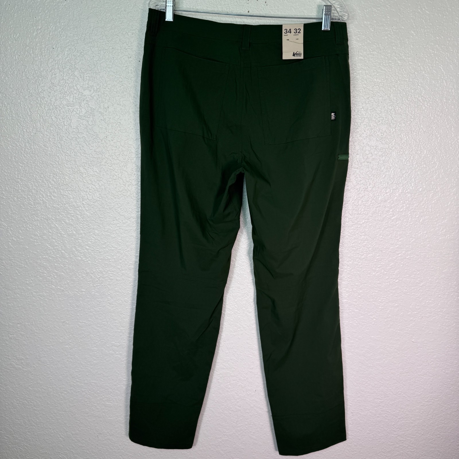 REI Trail Made Pants Mens 34 x 32 Hiking Trail Pant Outdoor UPF 50 NEW Green