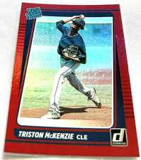 2021 Donruss Baseball Triston McKenzie Cleveland Guardians Holo Red Rookie #50
