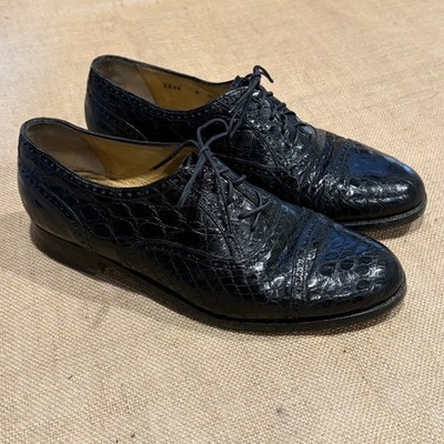 靴 COLE HAAN Bragano Bragano Cole Haan Crocodile Oxford Shoes Mens 8 Black Alligator