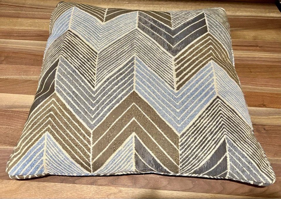 "Juego de 3 almohadas decorativas - patrón Chevron - azul, marrón y crema 18x20""" Foto 2 de 2