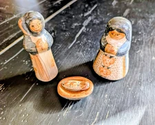 Christmas Nativity Mexico Jesus Mary Joseph Painted Tonala Clay Pottery Vintage