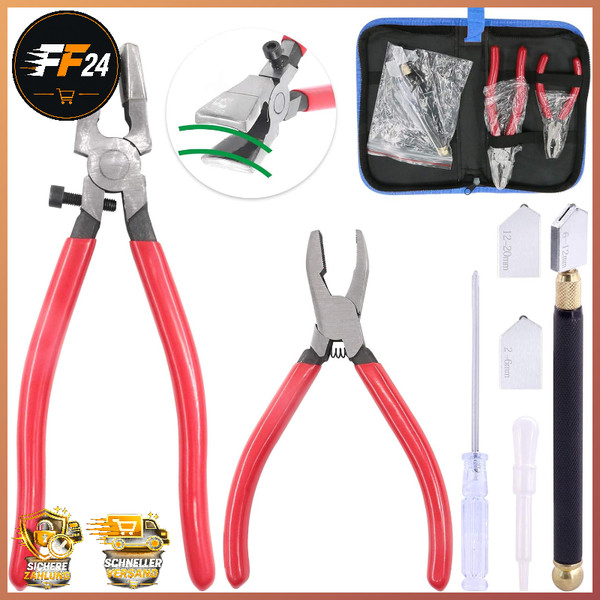 Glaslaufzangen-Set 4-Teilig Mit Glasschneider Hartmetallspitze FüR-image