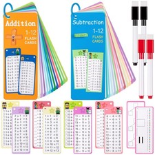 30Pcs Addition and Subtraction Flash Cards, Math 5.3 3.4inches, Colorful
