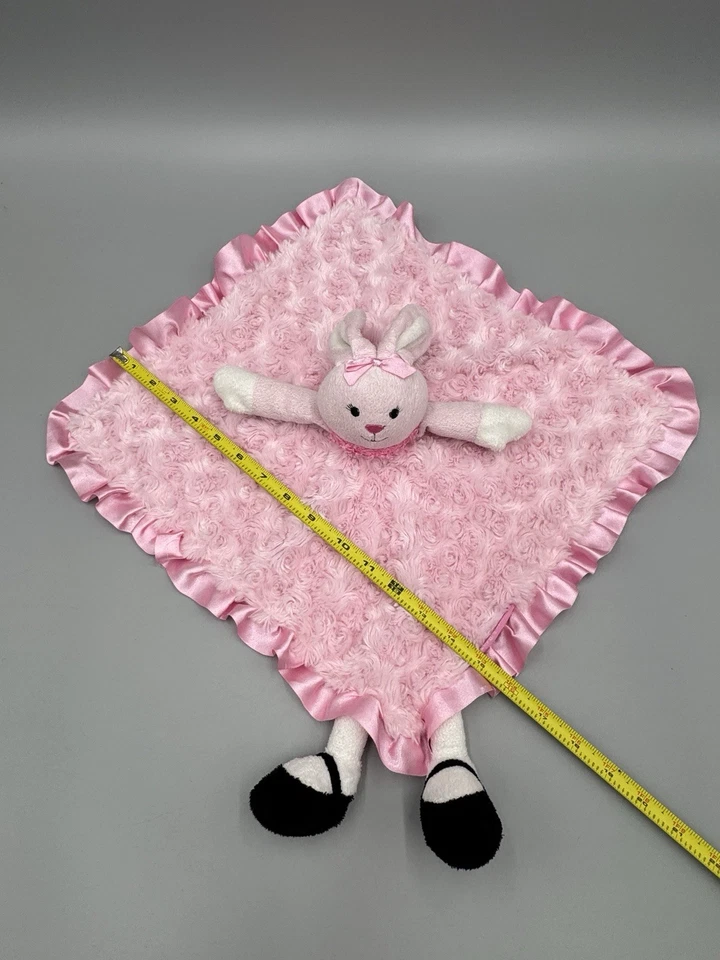 Blankets & Beyond Pink Bunny Doll Lovey Peluche Remolino Manta de Seguridad Borde Satinado Foto 4 de 4