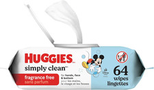 Huggies Simply Clean Unscented Baby Diaper Wipes, 1 Flip-Top Pack 64 Wipes Tota