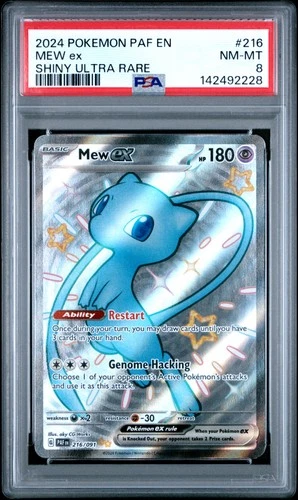 2024 POKEMON PAF EN-PALDEAN FATES SHINY ULTRA RARE #216 MEW EX PSA 8