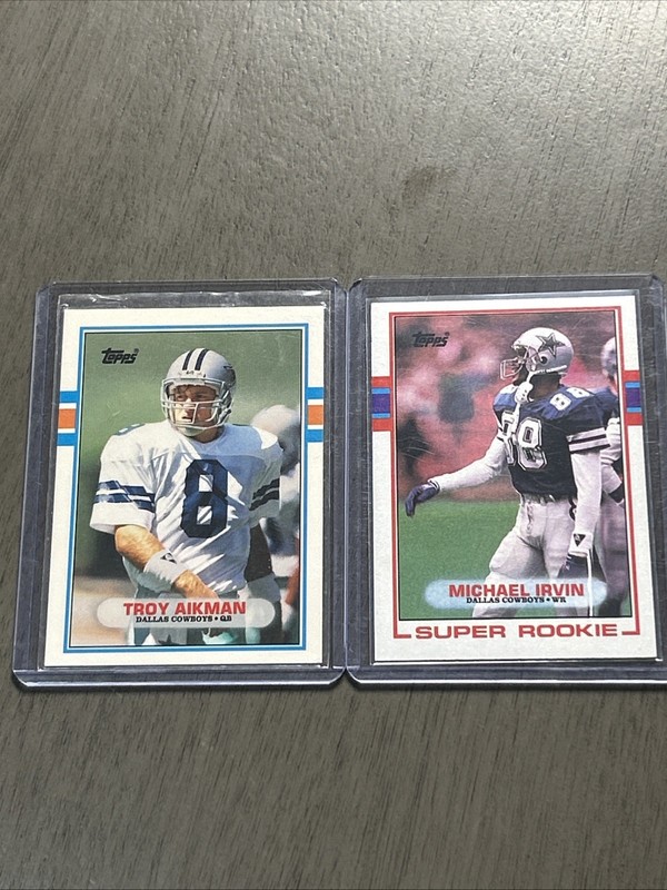 1989 TOPPS TRADED TROY AIKMAN & MICHAEL IRVIN ROOKIE RC Lot Dallas Cowboys