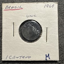 1969 Brazil 1 Centavo Uncirculated. Stainless Steel. Uncirculated Shiny KM 575.2
