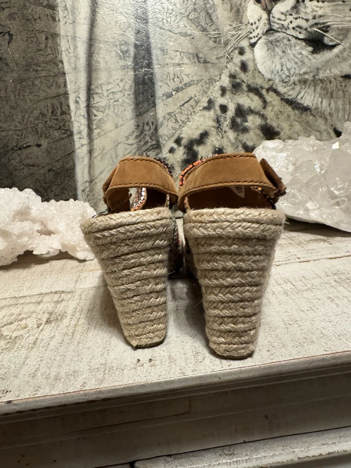 TOMS Woven Wedge Espadrille Sandals Women's Size 7 Multi Color Strap - Image 4 of 4