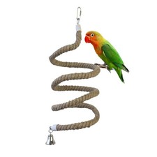 Parrot Stand Perch Bird Cage Toy Cotton Rope Bar Swing Toys Bell Hanging Chewing