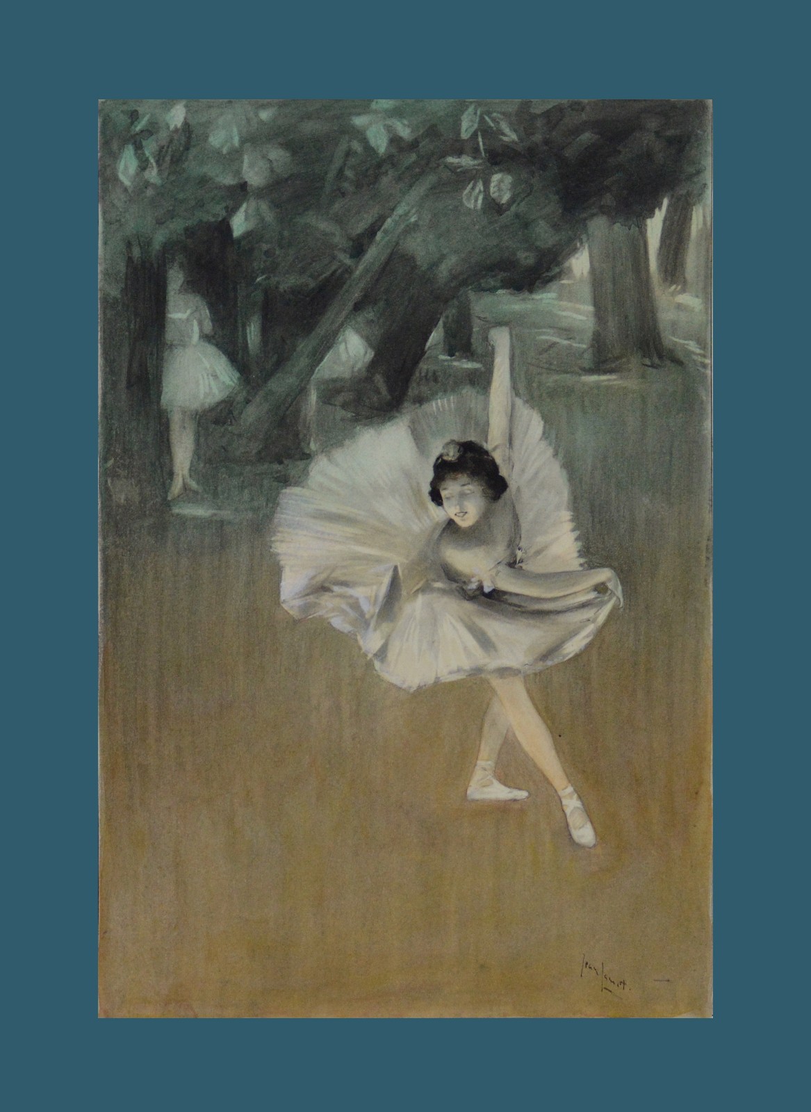 Antique drawing, Jean Jamet (illustrator). "The Dancer."