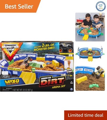 Interactive Monster Dirt Arena 24-Inch Playset with 2lbs Dirt & Die-Cast Truck