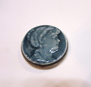 Antique 1890's American Encaustic Tile Works Round 2" Tile Zanesville Ohio USA