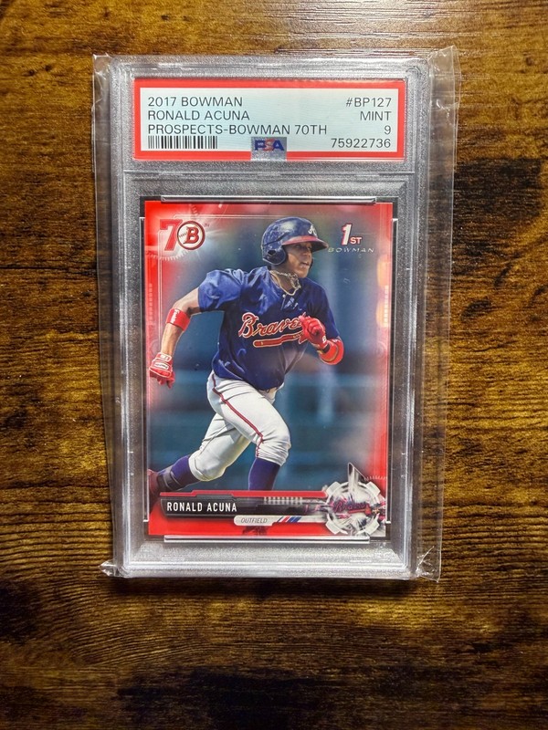 2017 BOWMAN RONALD ACUNA JR BOWMAN 70TH RED ROOKIE PSA 9