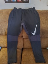 Mens Nike Athletic Pants Size Mediu Black Ankle Zip Joggers Dri-Fit
