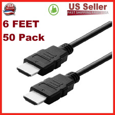 50 Pack New Digital High-Speed 1.4 HDMI Cable PVC 2160p Black Cord 6 feet 