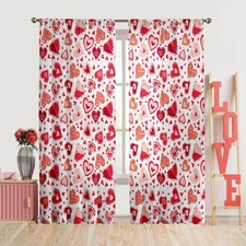 Valentine'S Day Curtains for Living Room Boho Red Love Heart Curtains 84 Inch Le