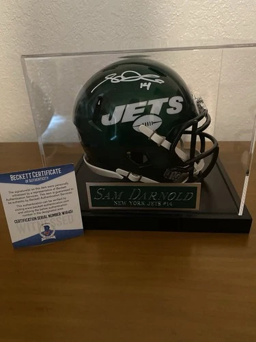 Sam Darnold Autographed Original Football Mini Helmet New York Jets Beckett COA
