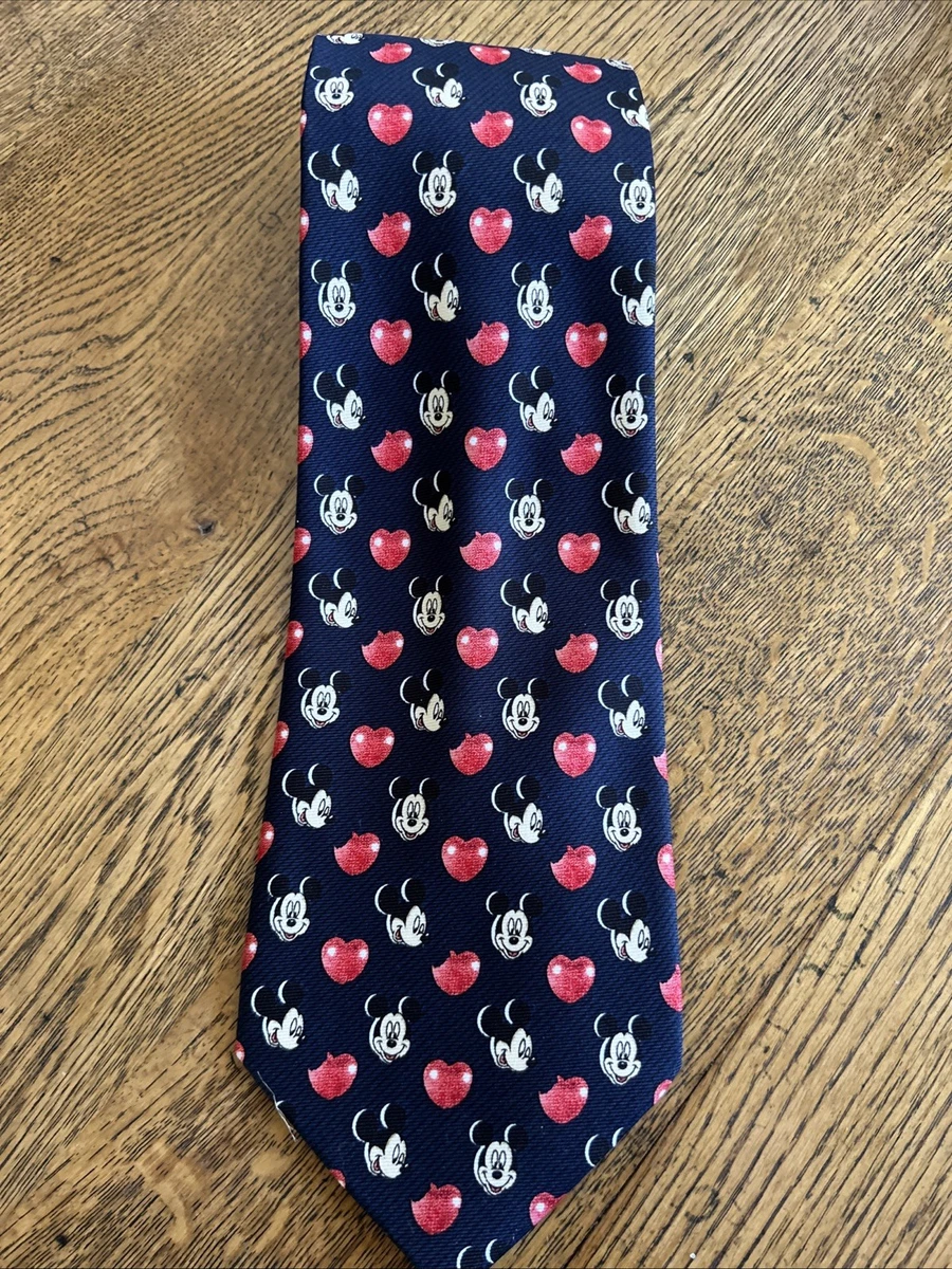 Vintage Y2k Disney Mickey Mouse Men's Tie Character Necktie Red Hearts