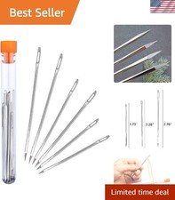 Stainless Steel Large-Eye Leather Needle Set with Storage - 3 Sizes Included