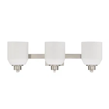 Sunset Lighting Quartz 3-Light Vanity, Opal Glass Bright Satin Nickel F19033-80