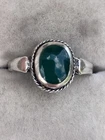 Vintage 925 Sterling Silver Ring Size O Chrysoprase Simple Green