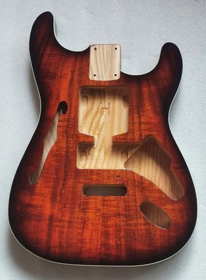 S-Style Thinline Gitarrenkörper Semi Hollow Koa Ash