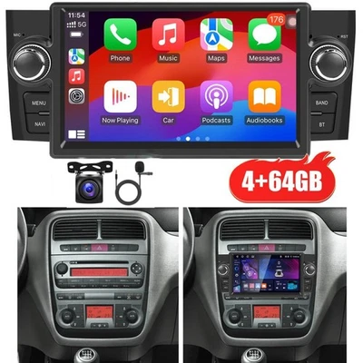 RACRDO 4+64GB Android 15 CarPlay Autoradio Kamera Für Fiat Grande Punto Linea 2007-2012