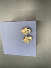 Vintage Gold-tone Clip Earrings Emerald Cut  Blue Green Gem and Round Pink Gem — photo 10
