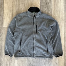 Vintage LL Bean Mens Medium Grey Fleece Full Zip Up Polartec Jacket, Retro Y2K