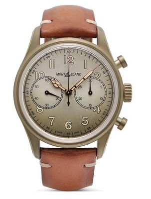 Montblanc 1858 Automatic Chronograph 42mm Silver Dial Brown Leather Box Papers