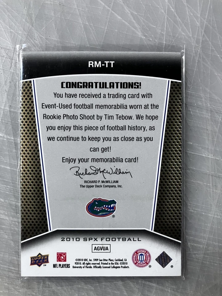 2010 SPx #RM-TT Tim Tebow Rookie Materials #/375 - Image 2 of 2