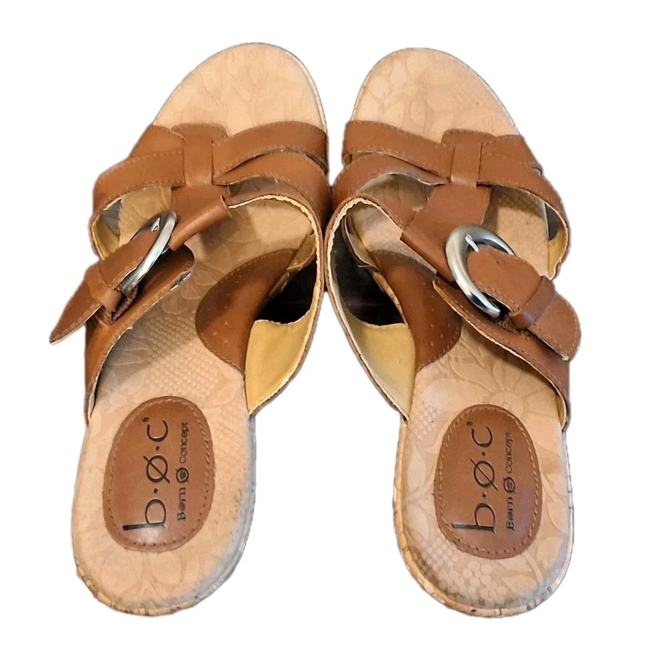 Sandalias de cuña de corcho de cuero marrón BOC para mujer 9/40,5 estilo EU Y2K moda de verano Foto 4 de 4
