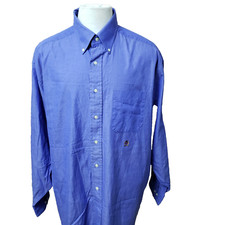 Tommy Hilfiger Men's Size 17.5-34/35 Blue American Classic Cotton Dress Shirt